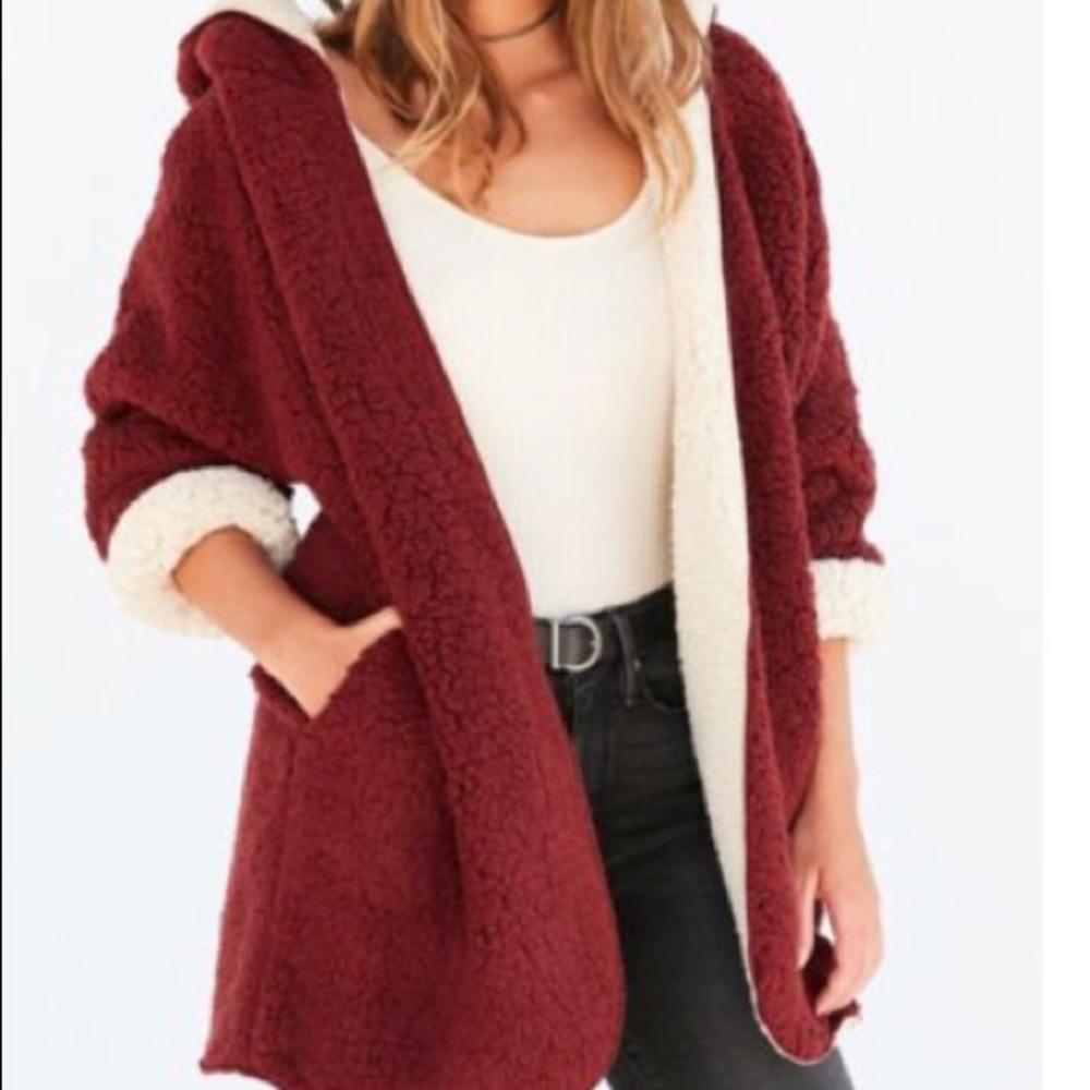 Reversible Plush Longline Jacket